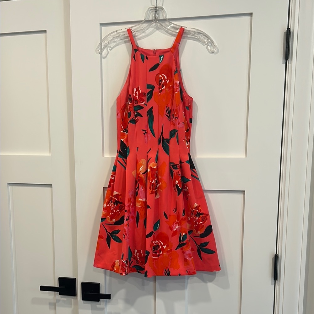 Floral Kids Dress in Vibrant Red